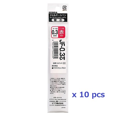 ZEBRA RJF3-R JF-0.3 sarasa Refill 0.3mm Red ink For ballpoint pen #10 pcs