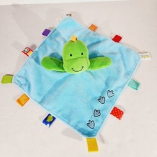 Taggies Baby Lovey Security Blanket Dinosaur Blue Footprint Silky Soft Toy