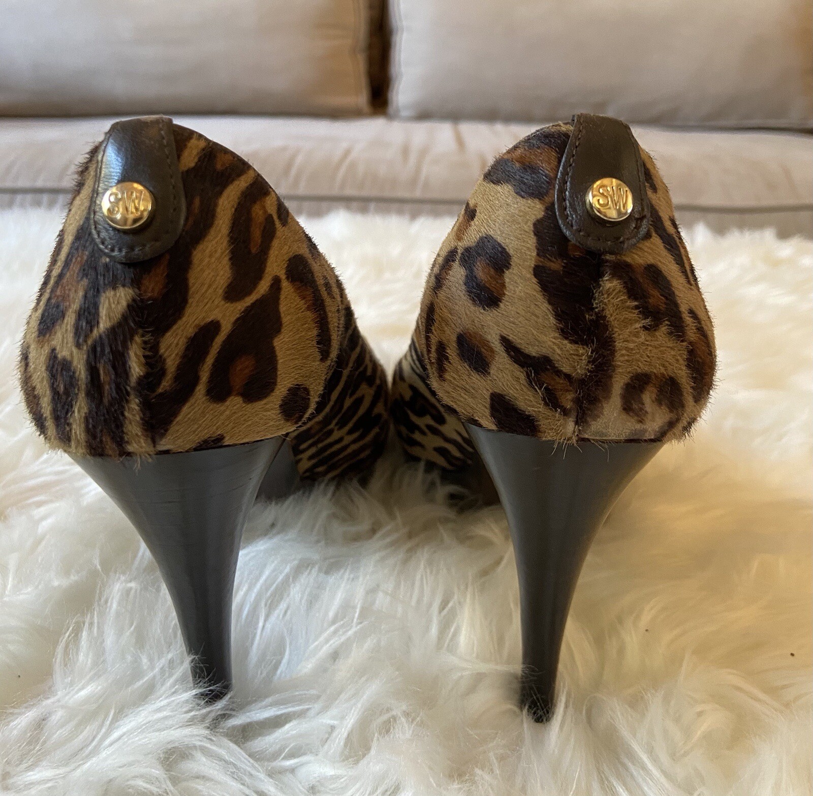 Stuart Weitzman Leopard Print Platform Peeptoe Si… - image 6