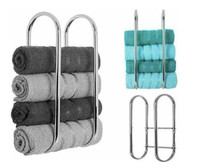 Double Chrome Wall Mounted Bathroom Towel Rail Holder Storage Rack Shelf Bar UK