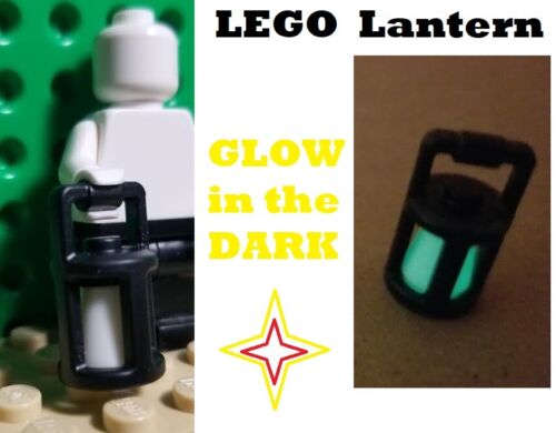 LEGO Glow Lantern GLOW in the Dark GLOWING Glows Black with Handle Old Style