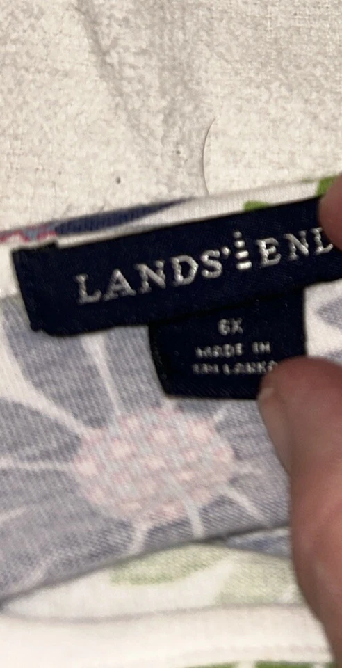 Vestido floral para niñas Lands End talla 6x. Hermosos Tonos de Azul Verde Bonito Usado en Excelente Condición Foto 2 de 2