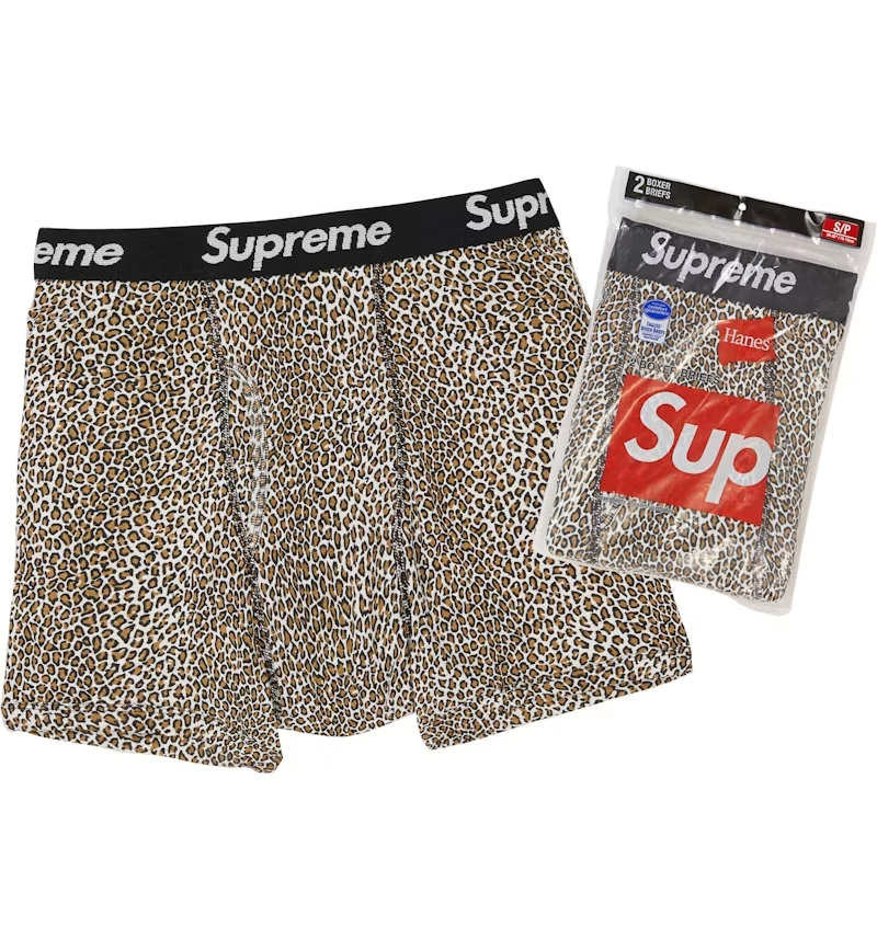 Boxer slip léopard Supreme x Hanes (lot de 2) SS19 taille XL sous vêtement neuf scellé