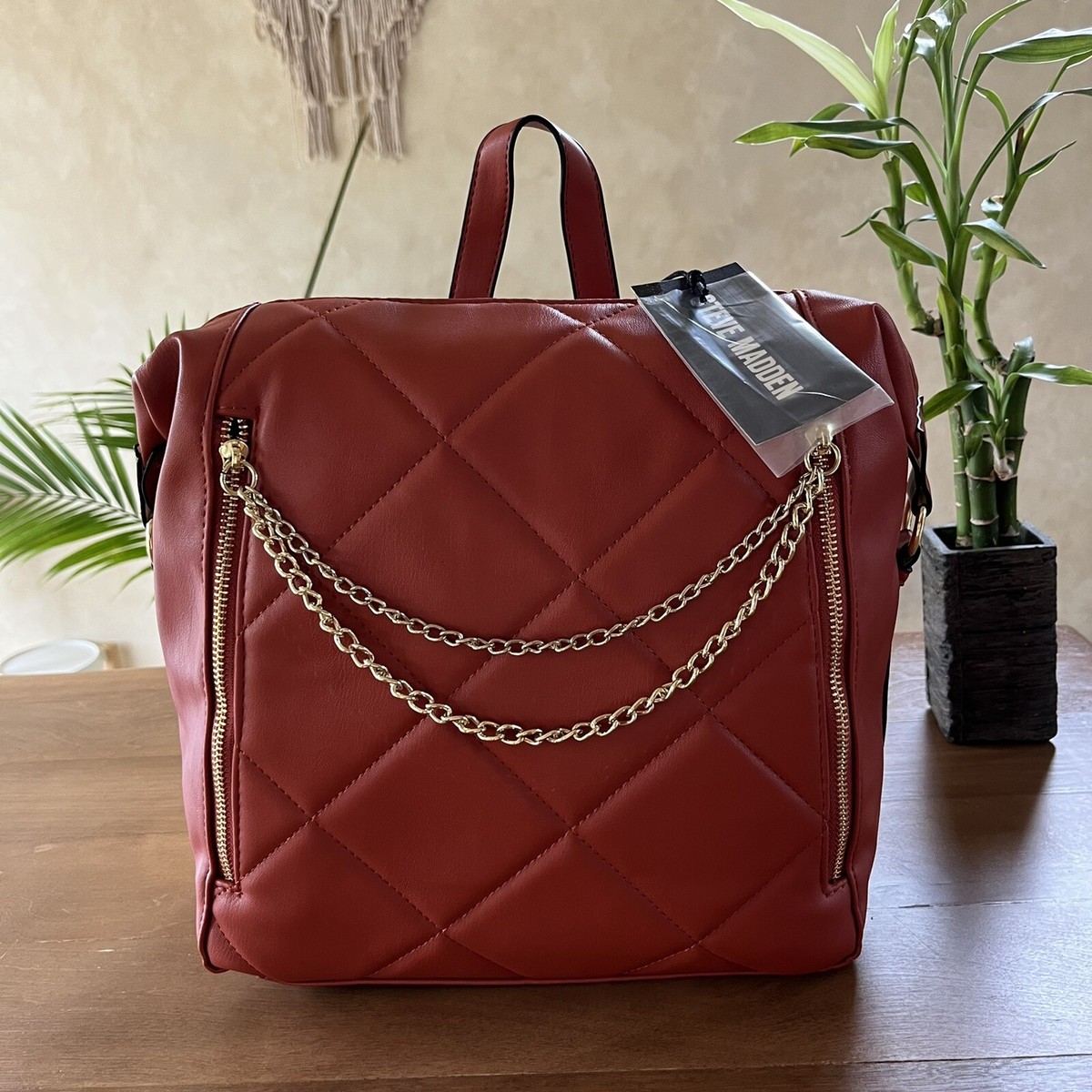 Steve Madden Brown Quilted Backpack Buy Steve Madden Mia Quilted Backpack Cognac One Size  main image 4