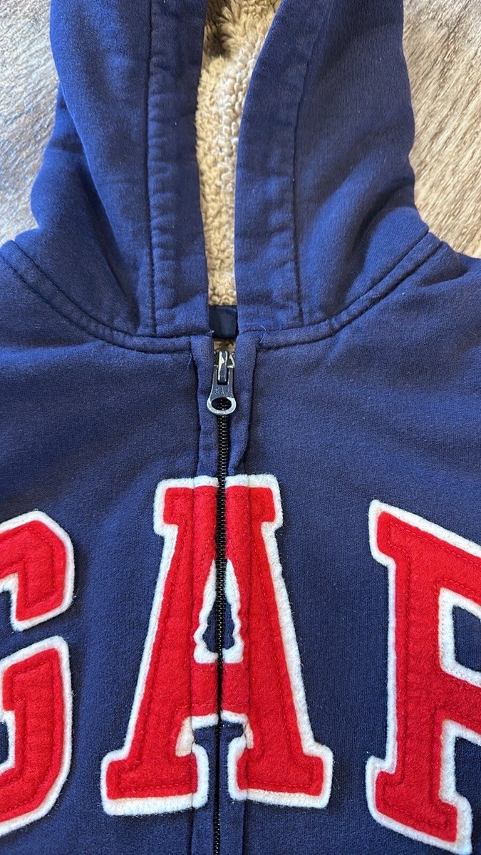 Boys GapKids Gap Red Logo Sherpa Lined Full Zip Gray Sweater