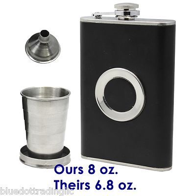 8oz Pocket Stainless Steel Hip Flask Funnel Whiskey Wine Liquor Drinking Alcohol
