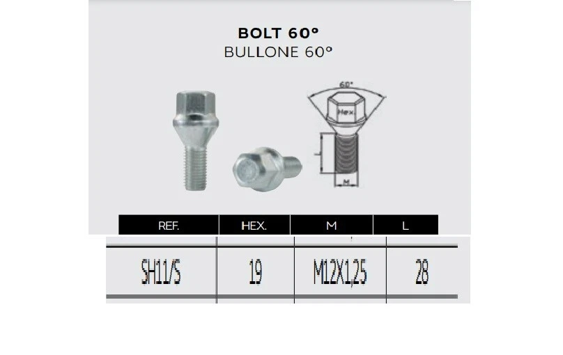 20 Bulloni Dadi Ruote Cerchi Lega Per Jeep Compass 2017-2020 M12X1,25 NERI - Immagine 4 di 4
