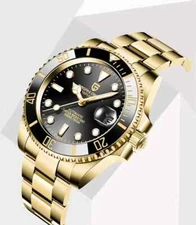 PAGANI DESIGN PD1661 Automatic Diver Watch 100m Seiko NH34 Movement GOLD BLACK