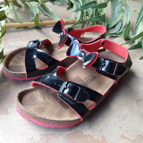 Birkenstock Black Patent Leather Girl's Sandals Size 33 US 2 Bows Ankle  Strap | eBay