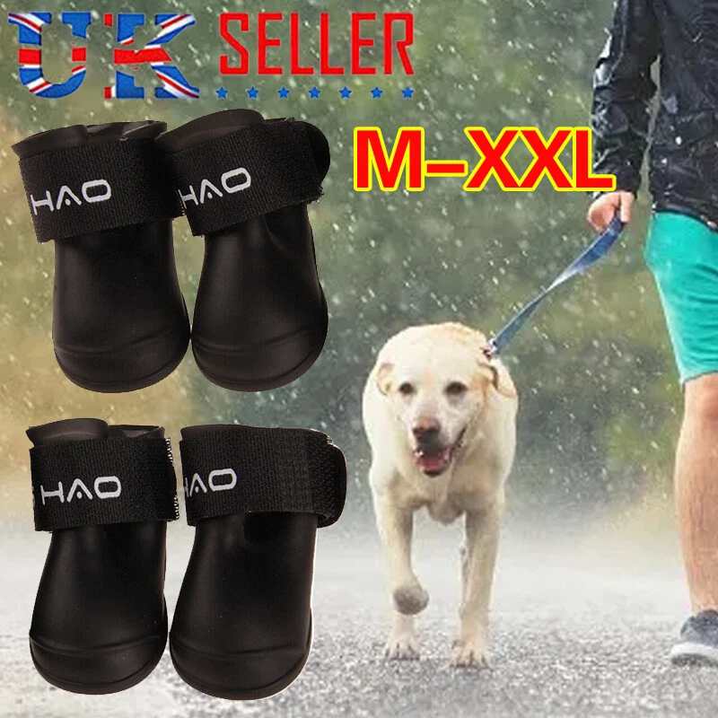 4x Waterproof Anti Slip Pet Boots Dog Rain Shoes Protective Rain Booties Sock UK