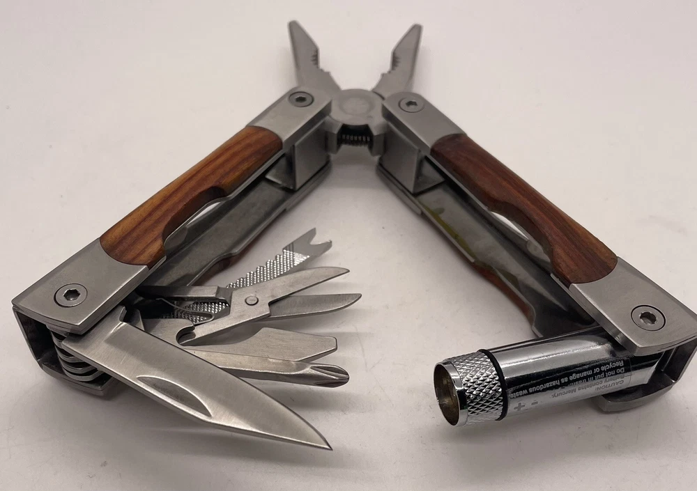 Multi-tool With Flashlight And Holster , Works, Unbranded