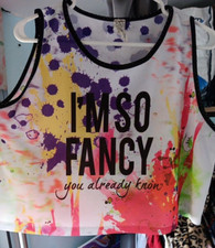  "I'm So Fancy" Tank Halter Top Topia XL Rainbow Colorful Graphic