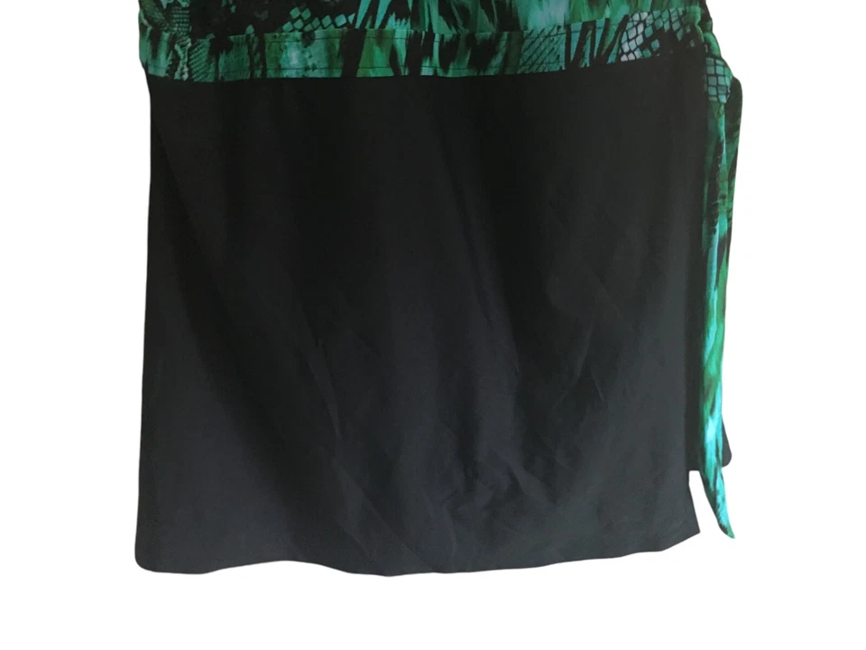 Traje de baño Jaclyn Smith 24 W negro verde sin mangas vestido de baño de una pieza Foto 3 de 4