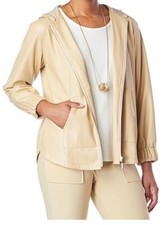 Marla Wynne Coat Wynnelayers Faux Leather Hooded Jacket~ Almond (2x)