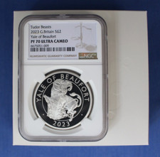 2023 Silver Proof 1oz £2 coin "Yale of Beaufort" NGC Graded PF70 with Case & COA