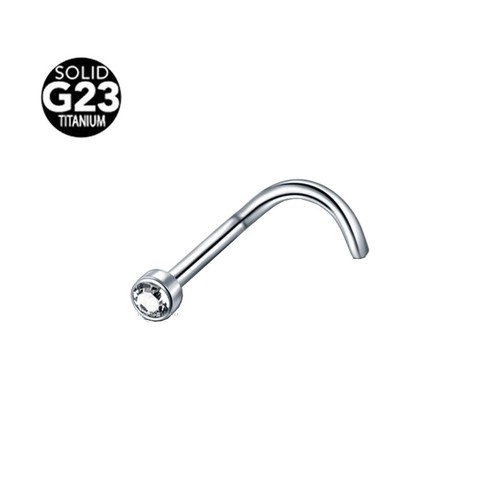 Nose Stud Screw Hook Curve G23 Titanium Coloured Gem Bone Pin Straight Piercing - Picture 3 of 11