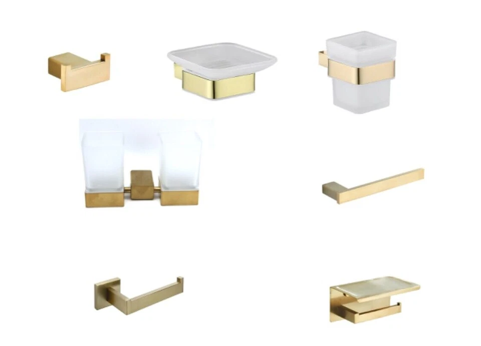 Square Brushed Brass Bathroom Accessories - Image 1 of 1