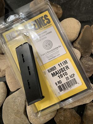 Mauser 1910 - 1934 .25 ACP 9 Round Rd Blued Steel Magazine USA Made 25 Mag Mags