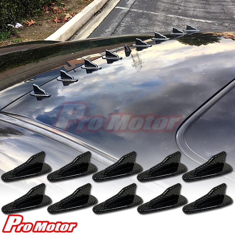 10 PIEZAS Universal Fibra de Carbono Aire Vórtice Generador Aleta de Tiburón Jet Spoiler Difusor Foto 4 de 4