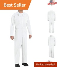 Men's White Twill Action Back Coverall - Stain-Resistant Protective 50 Tall