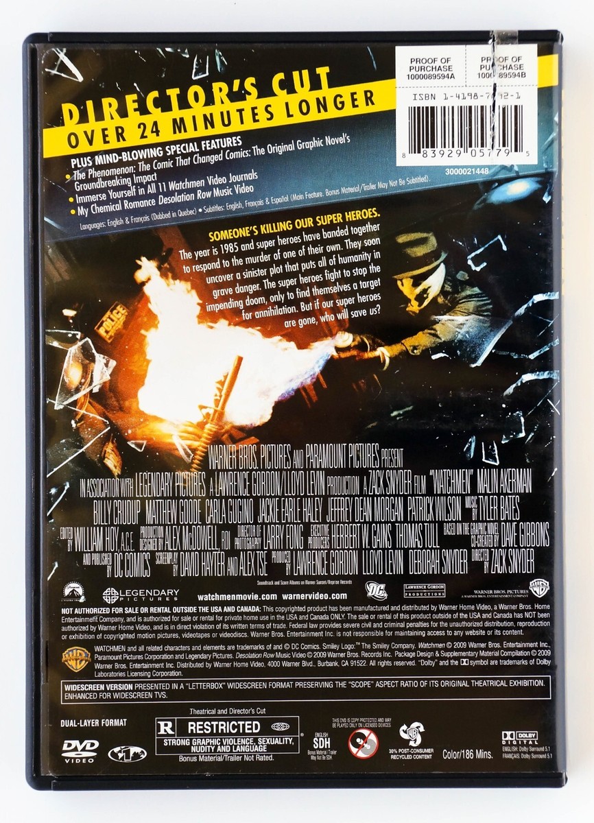 WATCHMEN Director's Cut 2 Disc Special Edition Very Good Condition