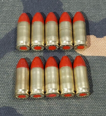 #ad 9MM LUGER SNAP CAPS SET OF 10 BRASSRED 115gr. WEIGHTED $13.50