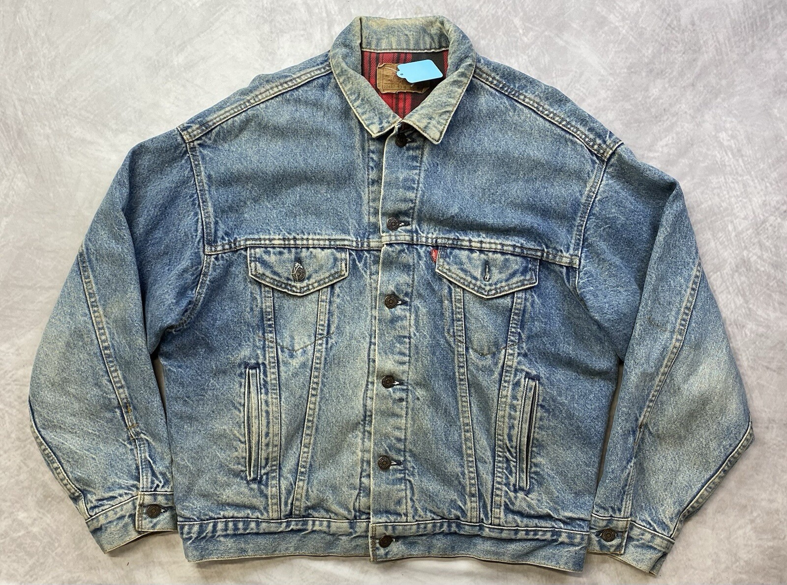 Vintage Levi's 70417 9316 Denim Trucker Jacket Flannel Lined Size Medium
