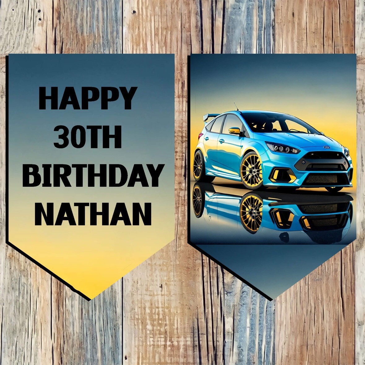 Personalised Birthday Bunting Ford Focus Rs Owners Decoration Husband Wife Party