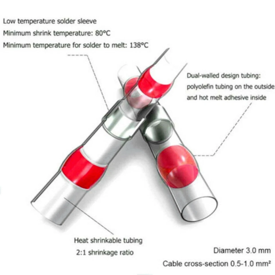 300Pcs Solder Seal Sleeve Heat Shrink Wire Connectors Butt Terminals Waterproof - Image 3 of 4