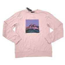 Original Use Mens Size S Regular Fit Crewneck Sweatshirt Mountain Print Pink