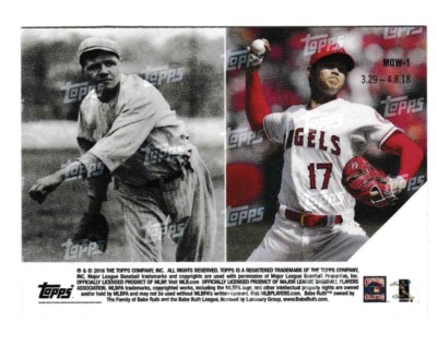 2018 TOPPS NOW Moment of the Week #MOW-1 Babe Ruth / Shohei Ohtani