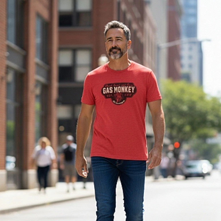 T-shirt Uomo Uomo Gas Monkey Garage Front Back Patch GMG Blood Sweat - Foto 5