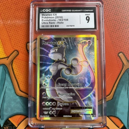 CGC 9 MINT Mewtwo Ex 103/108 XY Evolutions Ultra Rare Holo Full Art Pokémon