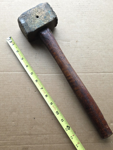 11-1/2" Vintage Antique 3 Lb Brass/Bronze Non Sparking Hammer Mallet