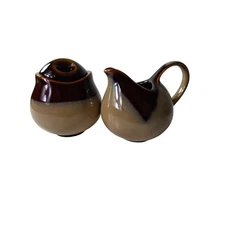 SANGO Nova Brown Pottery Glossy Glazed Sugar & Creamer Set