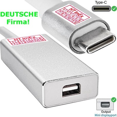 USB C 3.1  to Mini DisplayPort Converter 4K@60HZ Adapter anschluss Kabel Silber