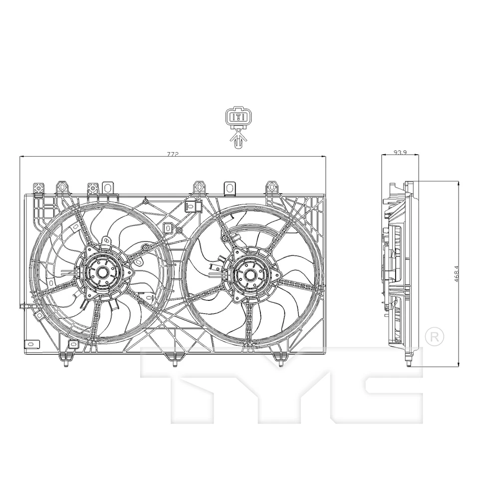Conjunto de ventilador de refrigeración de radiador y condensador para 20-25 Subaru Outback 2,4 L con turbo Foto 4 de 4