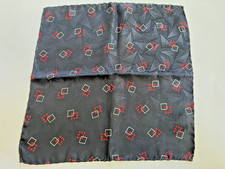 Men's 12" 100 Silk Pocket Square Hand Rolled Classic Blue Geometric pattern