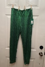 TIPSY ELVES GREEN SEQUIN HIGH RISE LEGGINGS Women's NWT Size Large A1025