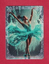 Ballerina Lady in a Blue Dress - Modern  Wide Linen  Swap P/Card Lace Edge