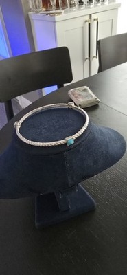 Judith Ripka 925 Sterling Silber Türkis Scharnier Armreif Armband 14,9 g