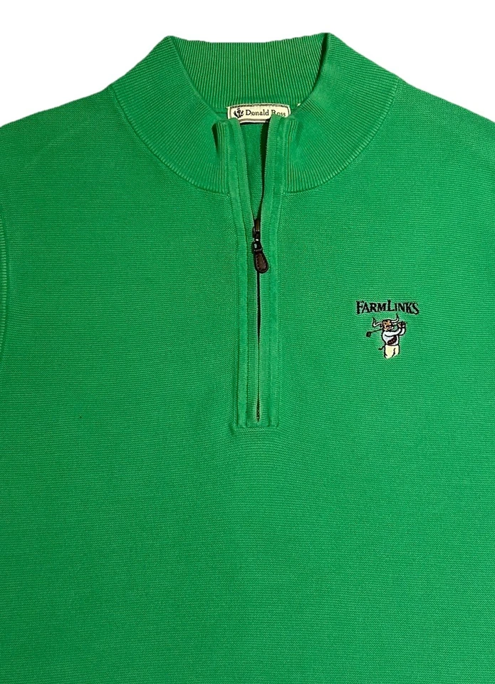 Donald Ross 1/4 Cremallera Suéter Chaleco de Golf Para Hombre XL "Farm Links" Kelly Verde Usado en Excelente Condición!! Foto 3 de 4