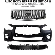 Front Bumper Cover Paintable & Grille Assembly Kit For 2014-2017