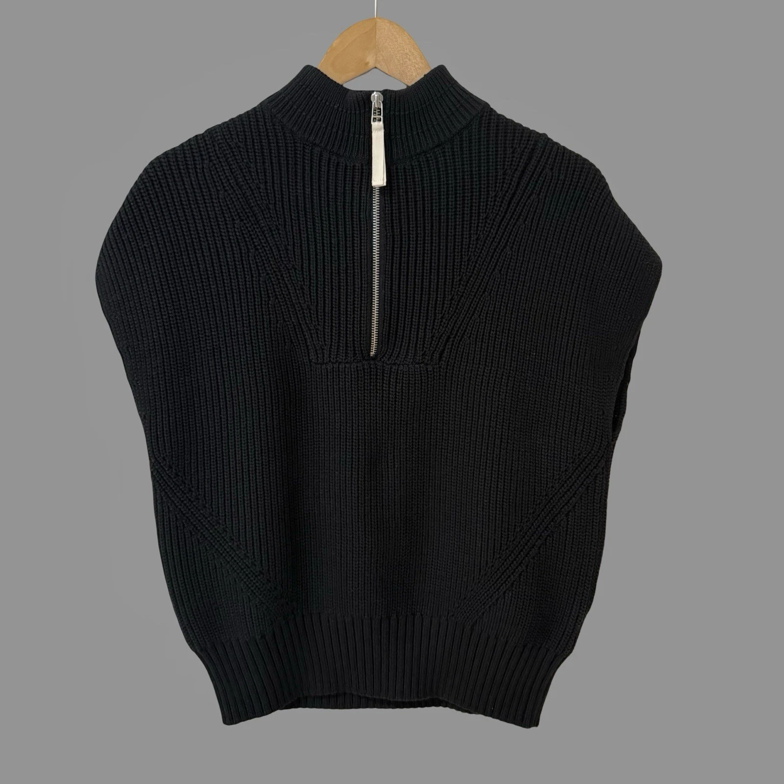 Lilla|P Half Zip Black Knit Poncho Sweater XS NWT ($215)