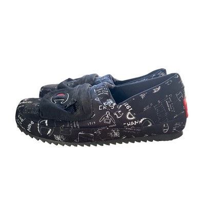 Champion University Pack Doodle Script Slippers Mens 13 Black White Dorm Lounge
