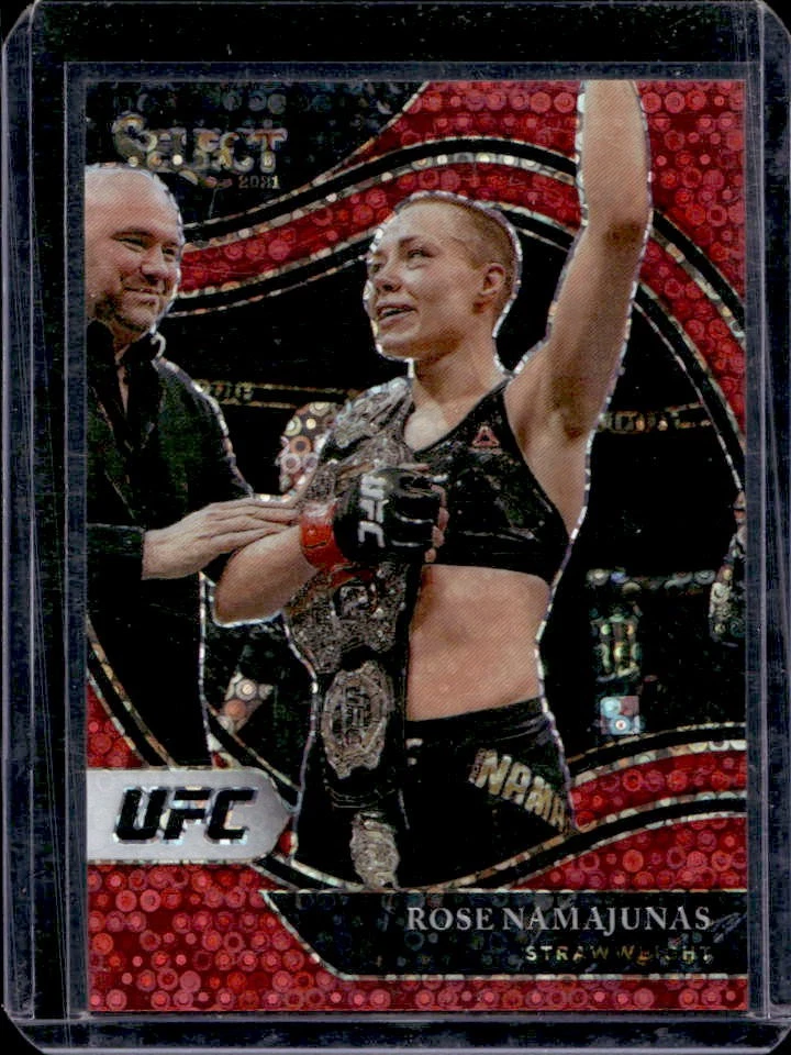 2021 Select UFC Rose Namajunas Red Disco Prizms Octagonside #/199