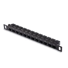 12-Port 0.5U CAT6 Network Patch Panel for 10 inch Server Rack RackMate T1