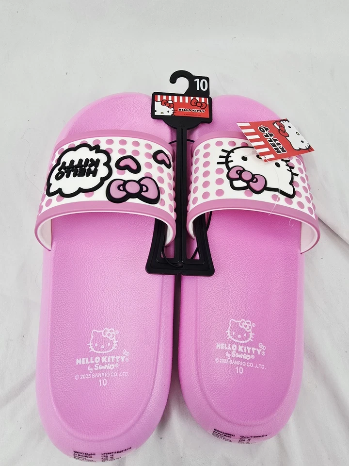Sandalias Sanrio Hello Kitty para mujer talla 10 NUEVAS rosa blanco NUEVAS Foto 3 de 4