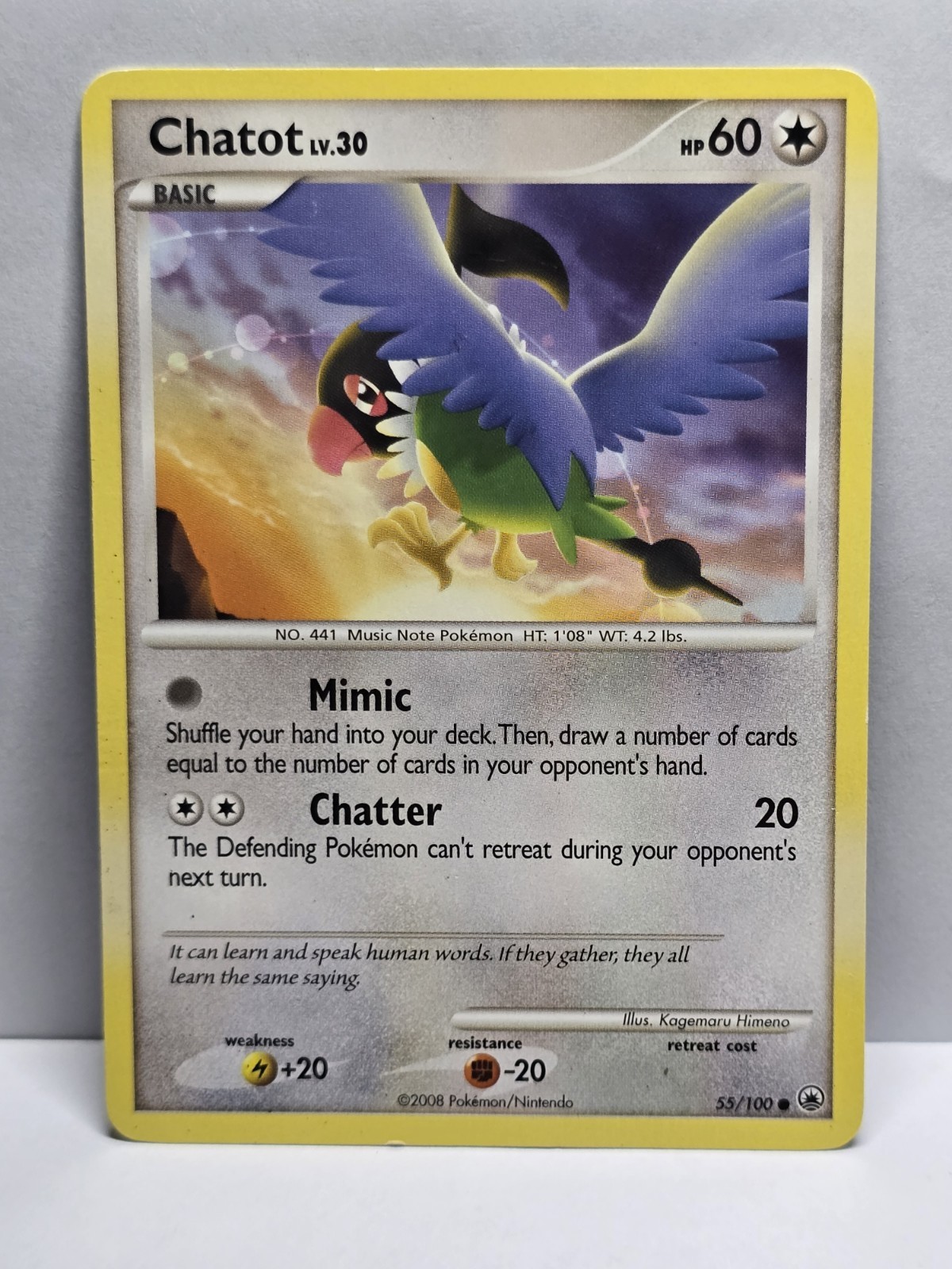 Chatot 55/100 Diamond & Pearl Majestic Dawn Pokemon Card LP