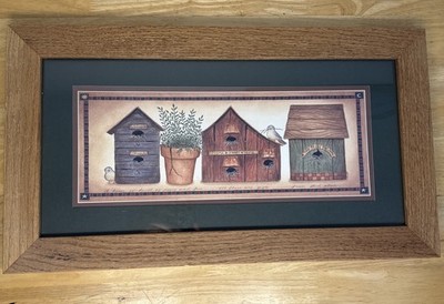 Linda Spivey Art Print Wood Framed Birdhouse w/Potted Plant 23'' x 13  God Bless